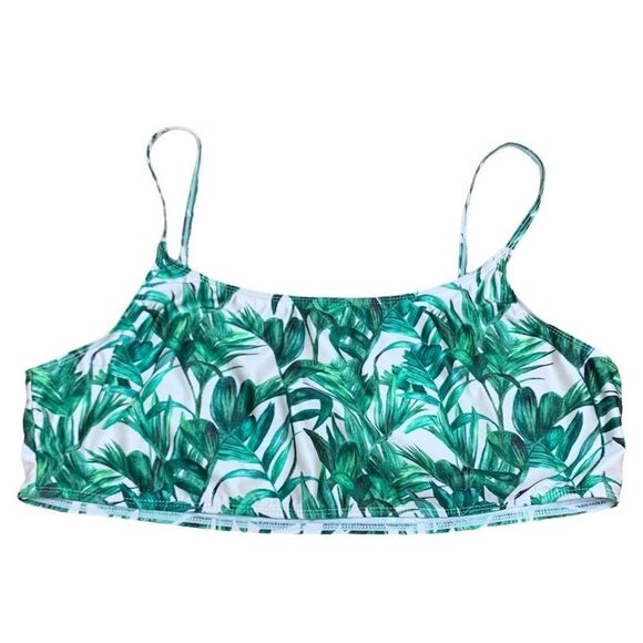 Boohoo Tropical Green Palm Print Bikini Shelf Bra Swim Top Plus Size 20 - Picture 2 of 8